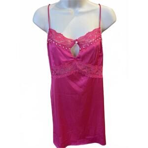 drift clothing   Slip Dress Bright Pink Satin Look‎ Strappy Size L